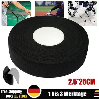 25m Hockey Griffband Schlägertape f. Tennis, Badminton, Squash, griffig, Schwarz