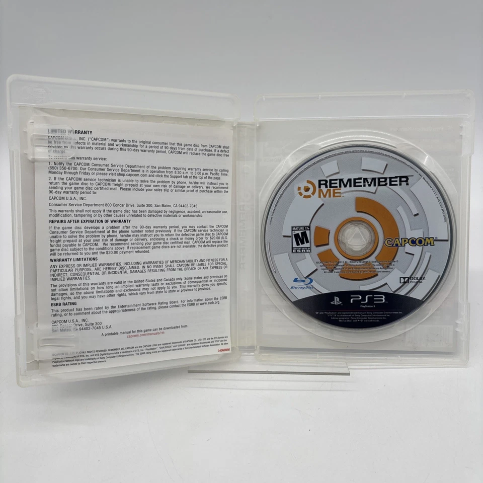 Remember Me (Sony PlayStation 3, PS3, 2013) No Manual - Image 3 of 3