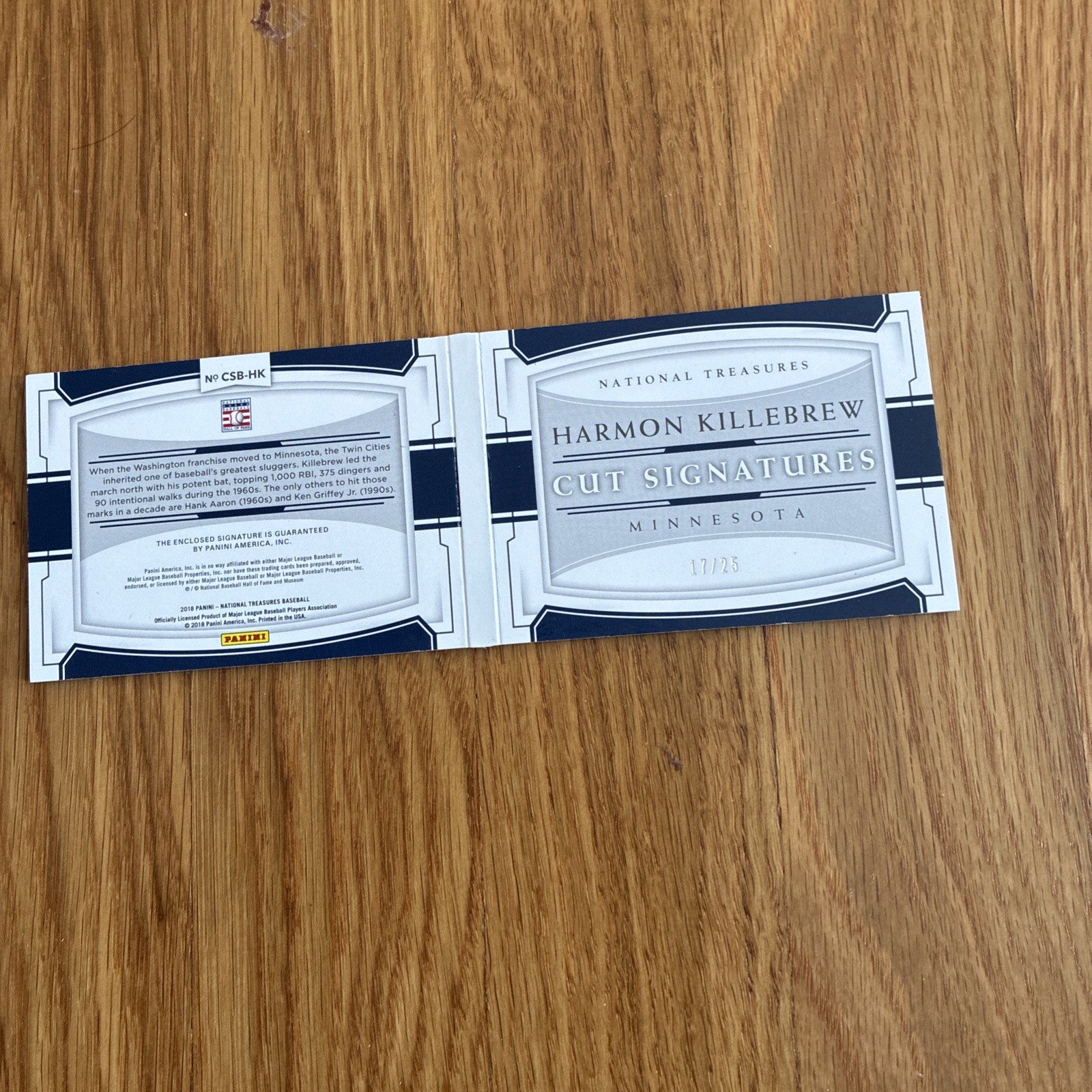 2018 National Treasures Harmon Killebrew Cut Signatures Auto Booklet #/25 Twins view 6