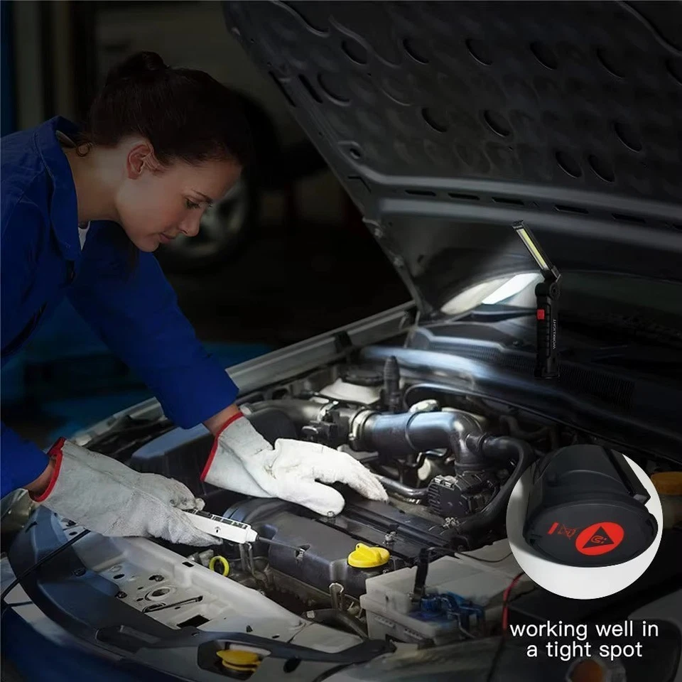 Rechargeable LED COB Work Light Mechanic Flashlight Lamp Magnetic Base Bright - Image 2 of 4