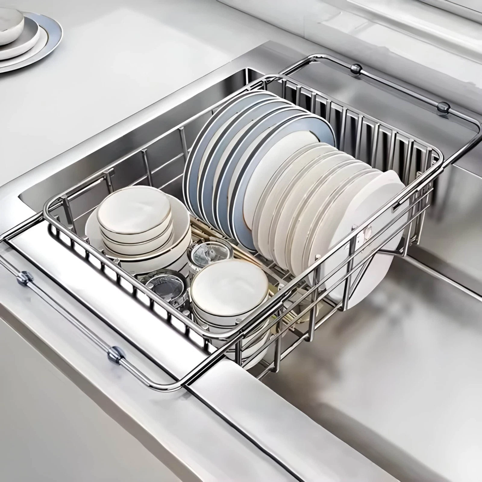 Over Sink Dish Drying Rack Stainless Steel Expandable Kitchen Storage Organizer
Opens in a new windo