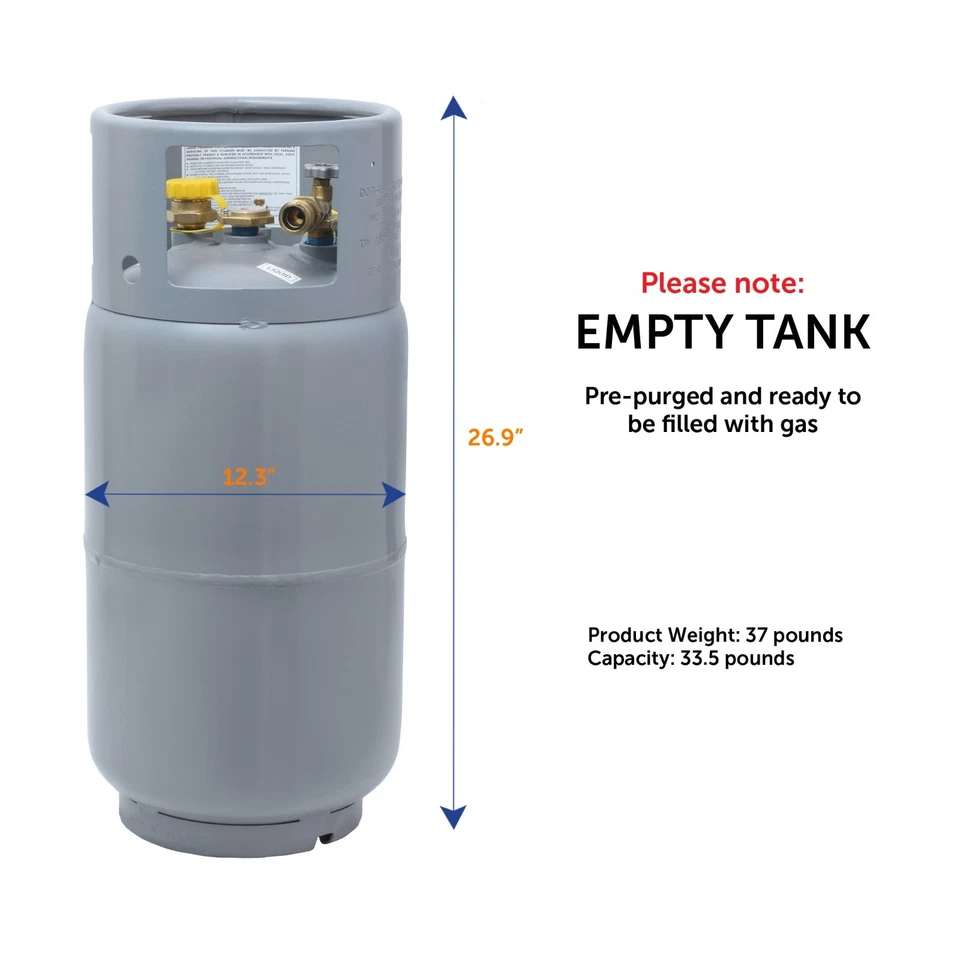 Cilindro de propano para carretilla elevadora de acero Flame King 33,5 lb con medidor y válvula de llenado Foto 3 de 4