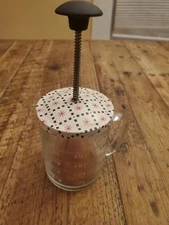 Vintage Anchor Hocking Clear Glass 1 Cup Food Nut Chopper Red And Black Lid EUC