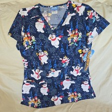 Frosty The Snowman Cherokee Scrubs Warner Bro Tooniforms V Neck Top TF671 FRNR