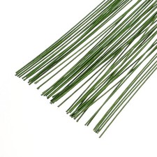 18 Gauge 14.2" Floral Wire Stems, 50 Pcs Paper Wrapped Iron Wire, Light Green