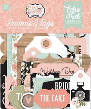 1 Pack of Echo Park Paper OUR WEDDING Frames & Tags Ephemera Die-Cut Pieces