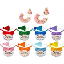2Pieces Pet Birthday Set with Adjustable Bib and Birthday Hat for Theme Parties