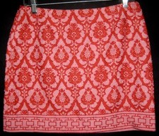 STUNNING Silk Blend Skirt Lined  Completely Fully Beaded Pink/Peach/Tangerine 6