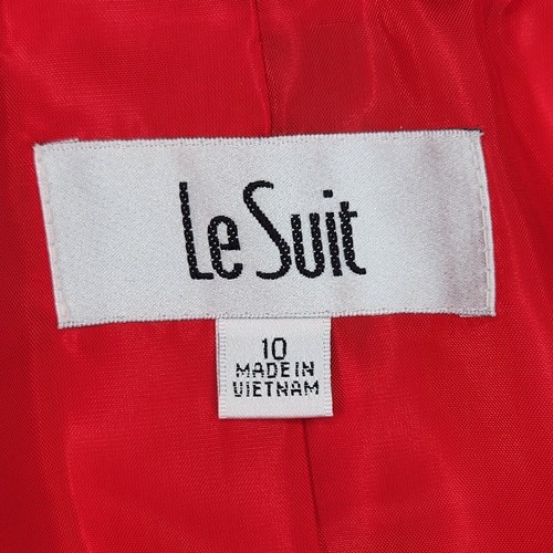 NWT LE SUIT Blazer Womens Size 10 Red 3 Button Jacket Roll Sleeve NEW - Picture 6 of 12
