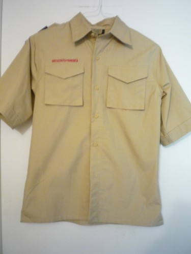 Boy Scouts of America Uniform Hemd Beige Kurzarm Knopfleiste JUGEND LARGE