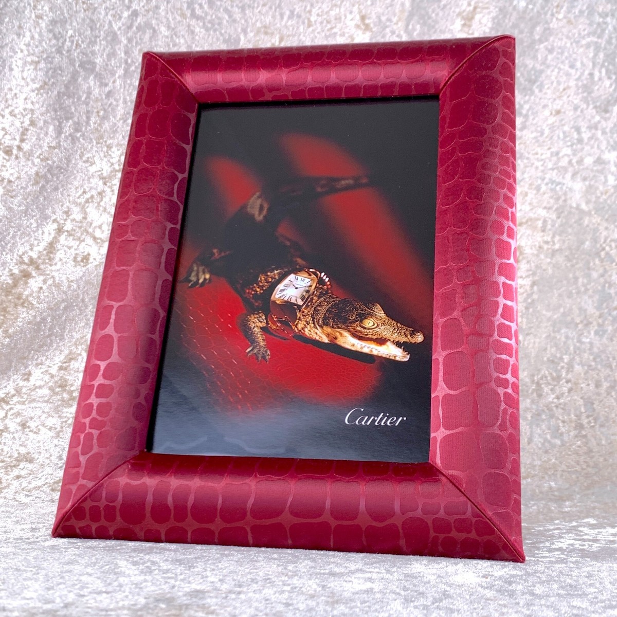 Cartier フォトフレーム Authentic Cartier Photo Frame La Dona Red Bordeaux Silk