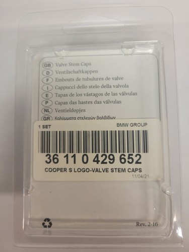 OEM Mini Cooper Valve Stem Caps Cooper S Logo 36110429652 - Picture 2 of 2