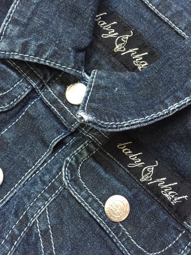 Girls Denim BLUE JEAN JACKET Embroidered SILVER KITTY CAT on Back 4 BABY PHAT - Picture 3 of 3