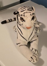 White Bengal Siberian Tiger Stuffed Toy Plush Safari Rare Yellow Eyes