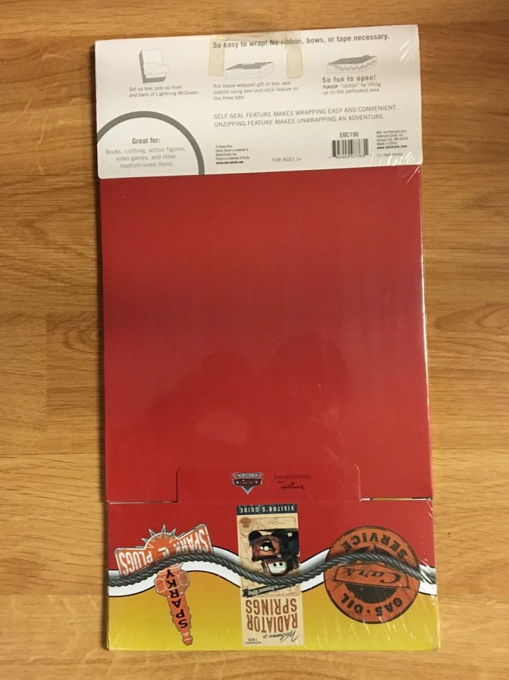 HALLMARK Disney Pixar Cars Caja de Regalo Funzip 9" x 13" x 4" Nuevo Sellado RARO 2008 Foto 2 de 3