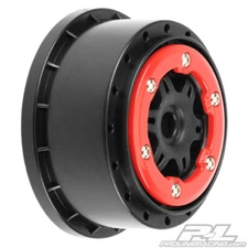 Pro-Line Racing #2716-04 Split Six 2.2"/3.0" Red/Black Bead-Loc Front Wheels 