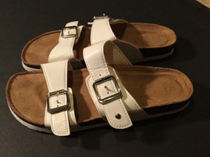 time and tru white sandals