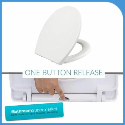 PLUMBWORKZ Universal White Soft Close Toilet Seat Round Modern Quick Release Top Fix Hinges