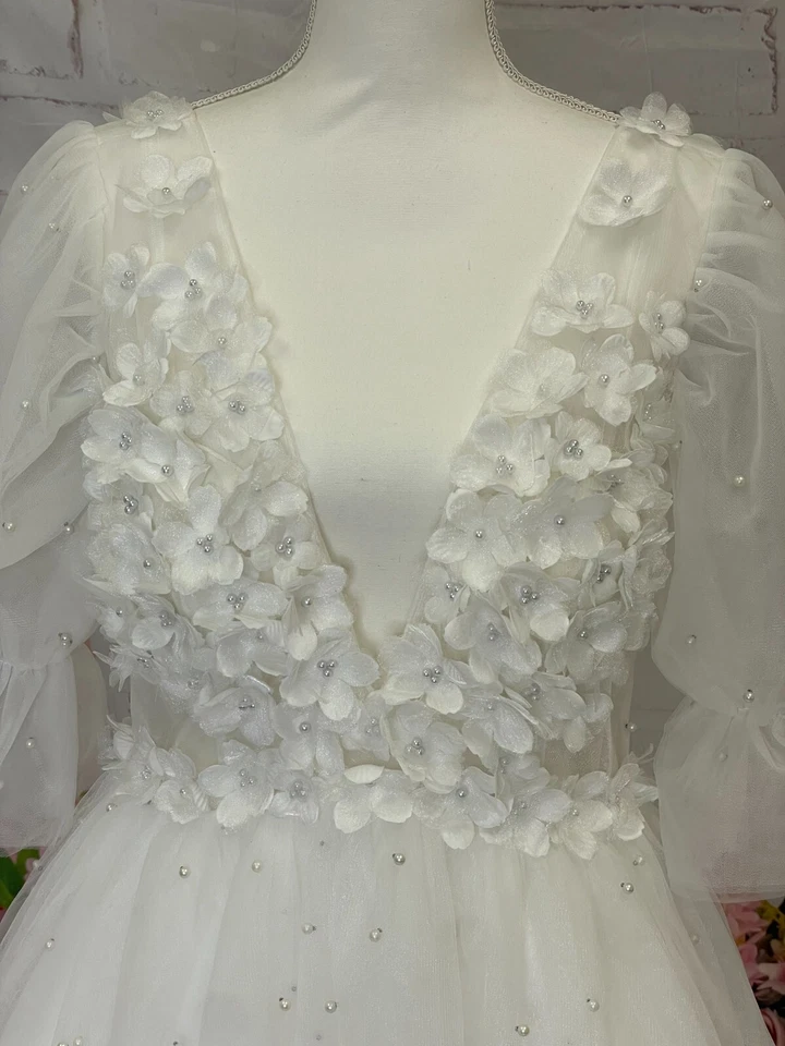 Vestido de novia para mujer corto de boda espalda abierta vestido copo de nieve Halloween novia Foto 2 de 4
