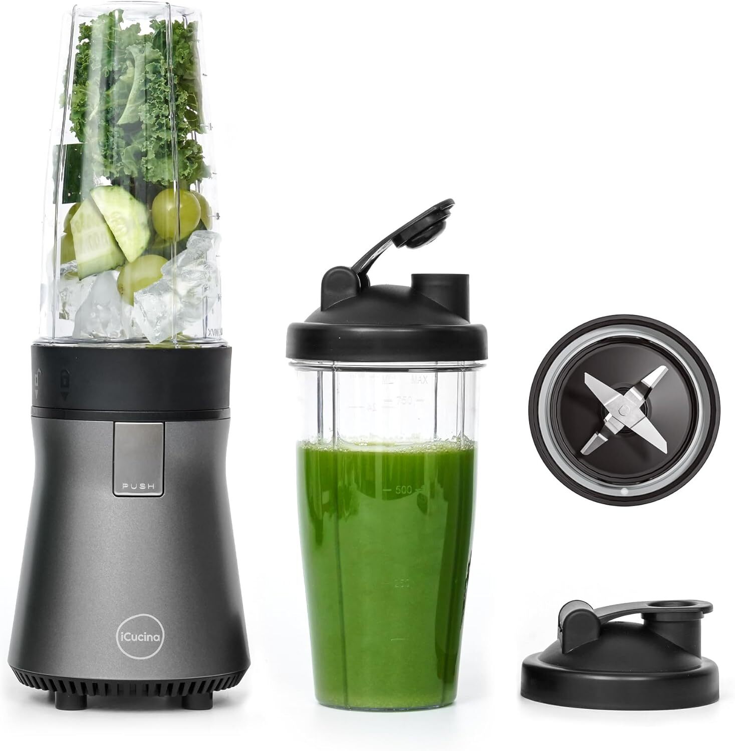 2-Pack 500W Portable iCucina Blenders for Shakes and Smoothies 28oz  