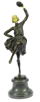 Hand Made Bronze Sculpture of Tambourine Dancer Italian Artist Mario Nick Deal