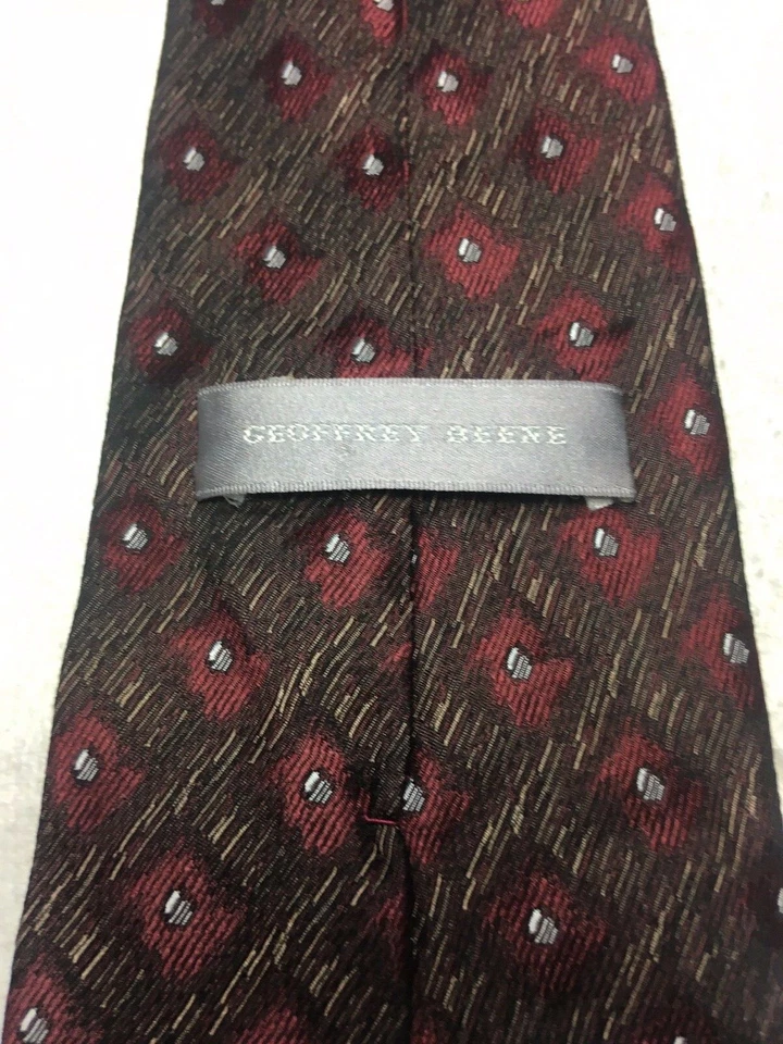 CORBATA HOMBRE GEOFFREY BEENE 4 X 61 MARRÓN CON BORGOÑA Y BLANCO Foto 4 de 4