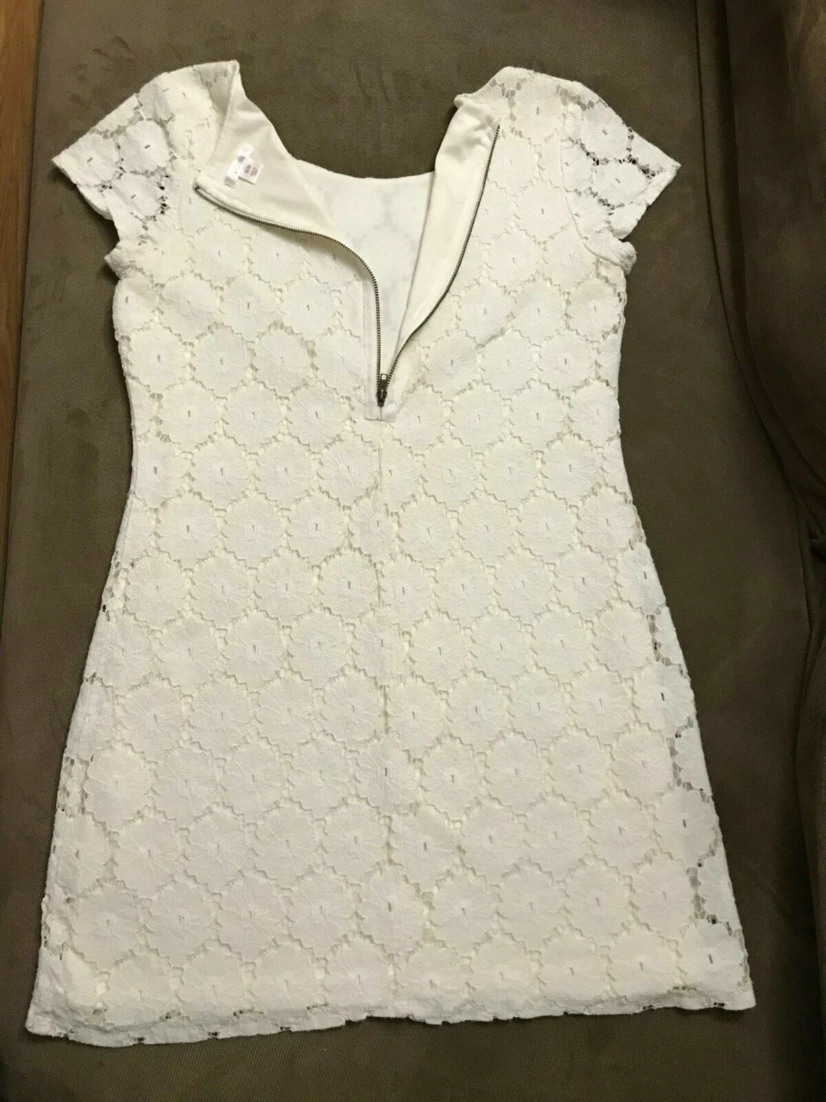 OFF WHITE Abito donna Xhilaration taglia: M bianco sporco avorio pizzo foderato zip posteriore u