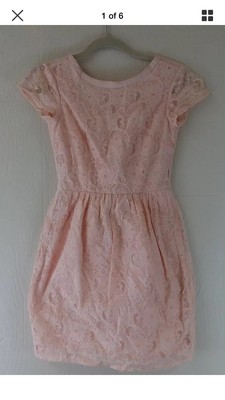 H&M Conscious Collection Lace Dress Size 4 Peach Pink Sheath Pockets Wrap  Back | eBay