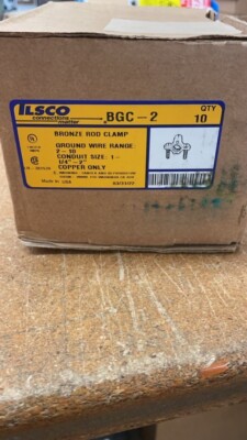 BGC-2 Ilsco Brass Ground Clamp, Range 2-10, Pipe Sizes 1-1/4-2in. (Box of 10)