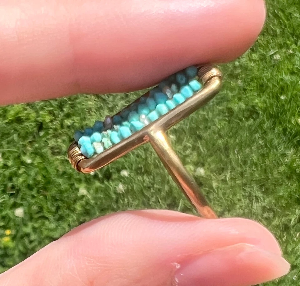 Anillo Ábaco Cuentas Turquesa - Aureus + Argent | Exceso de Gallo - Latón, Boho Foto 2 de 4