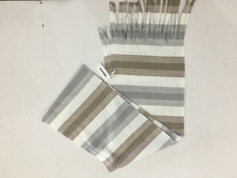 Old Navy Scarf 100% Polyester Fringed Scarf tan striped NEW 