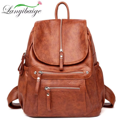 Hochwertige Damen Leder Rucksäcke Vintage weibliche Schultertasche Sac a Dos Trave