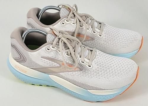 Brooks Womens GLYCERIN 21 Coconut Tan Aqua Blue Running Sneakers Sz 12B