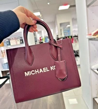 - Brand New - Michael Kors Mirella Small Logo Crossbody Leather Tote Bag Oxblood