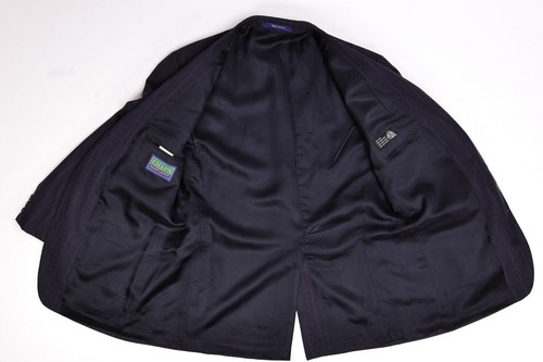 Vintage 90s USA Ralph Lauren Chaps Suit Navy Pencil Stripe 42R / 36x31 Pleated Pants - Bild 4 von 23