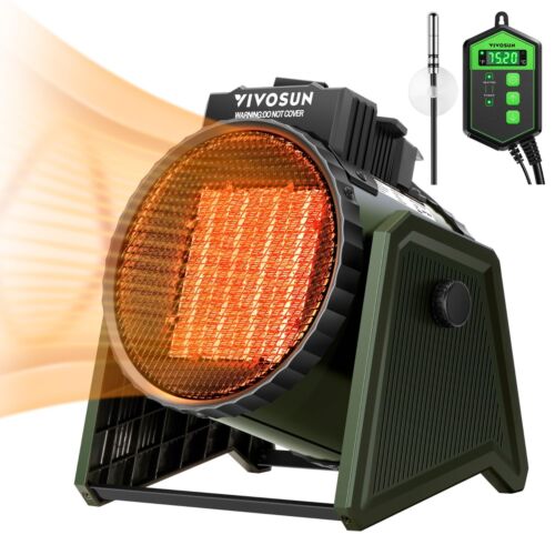 VIVOSUN 1500W Greenhouse Heater - Digital Thermostat, 160 Sq ft Portable Heat