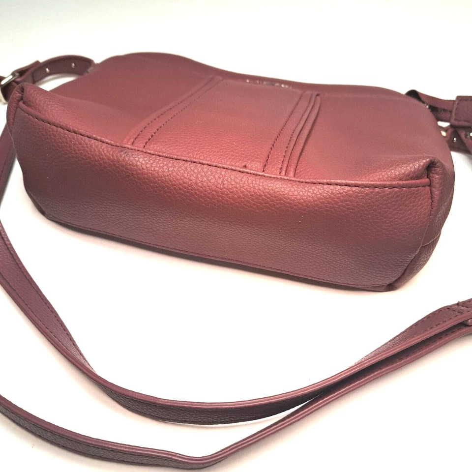 Bolsa tiracolo Rosetti 6 bolsos ameixa couro sintético com zíper/ímã/aberta - Imagem 4 de 4