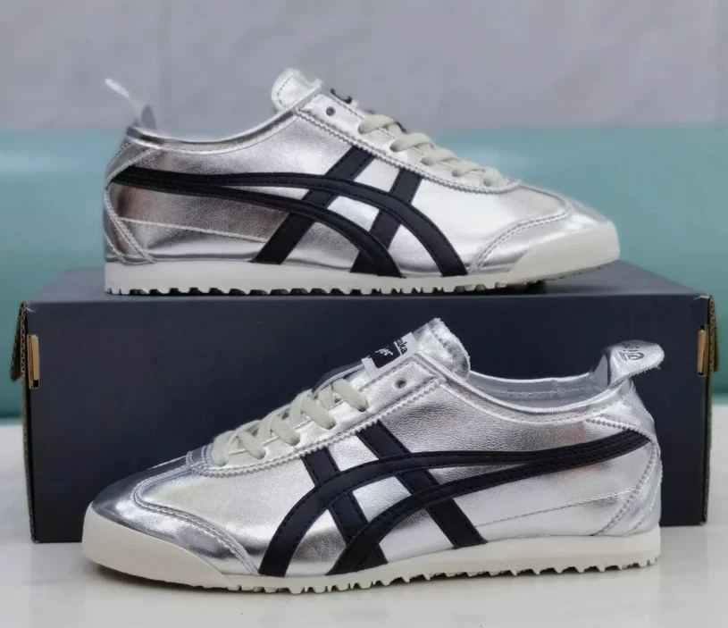 Zapatillas clásicas unisex Onitsuka Tiger MEXICO 66 1183B566-020 plateadas puras/negras