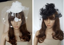 L.O.S Fascinator Braut Haarschmuck Haarclip Kappe Hochzeit Gesichtsschleier Netz