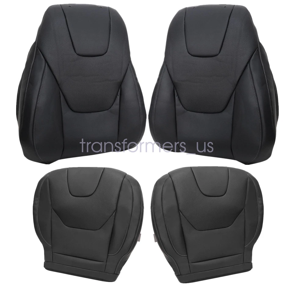 Compatível com 2013-2017 Ford Fusion tampa de assento frontal de titânio couro inferior e superior preta - Imagem 4 de 4