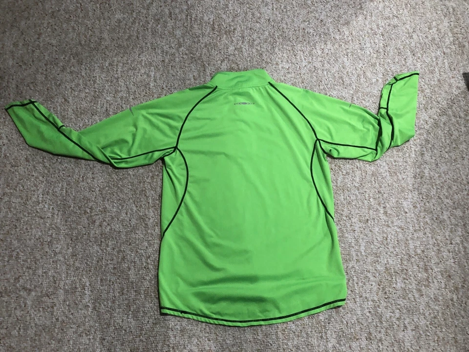 Camisa deportiva deportiva Eastbay manga larga verde fluorescente con costuras negras talla pequeña Foto 2 de 4