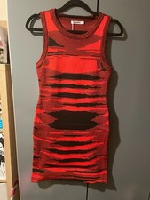 Women red/black sleeveless knitted bodycon dress size 10