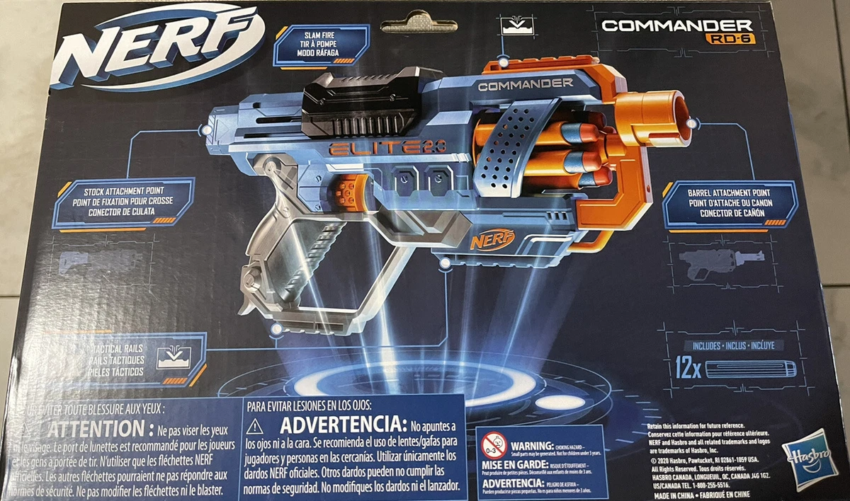 Pistolet NERF Elite 2.0 Commander RD-6 avec 12 fléchettes NERF et