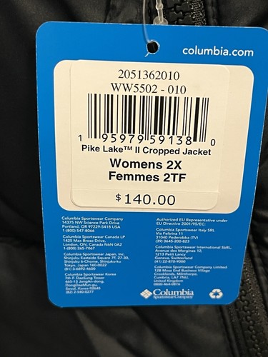 Giacca Columbia donna Pike Lake II cropped puffer nera taglia 2X WW5502-010 nuova - Foto 8 di 14