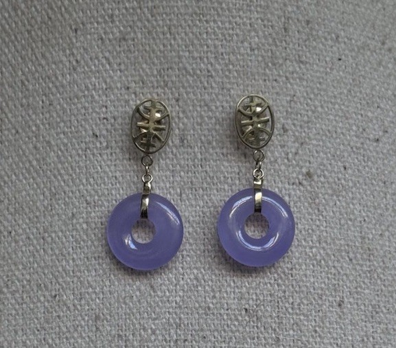 14k Solid Yellow Gold Purple/Violet Chalcedony Ja… - image 8