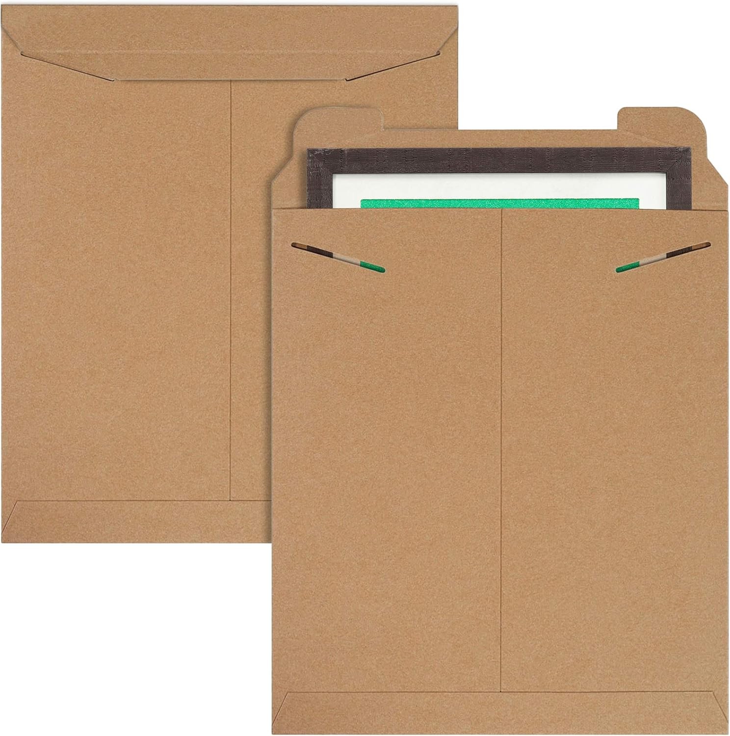 Natural Brown Tab Lock Rigid Mailers, 12.75 x 15 Inch. Pack of 10 Cardboard
