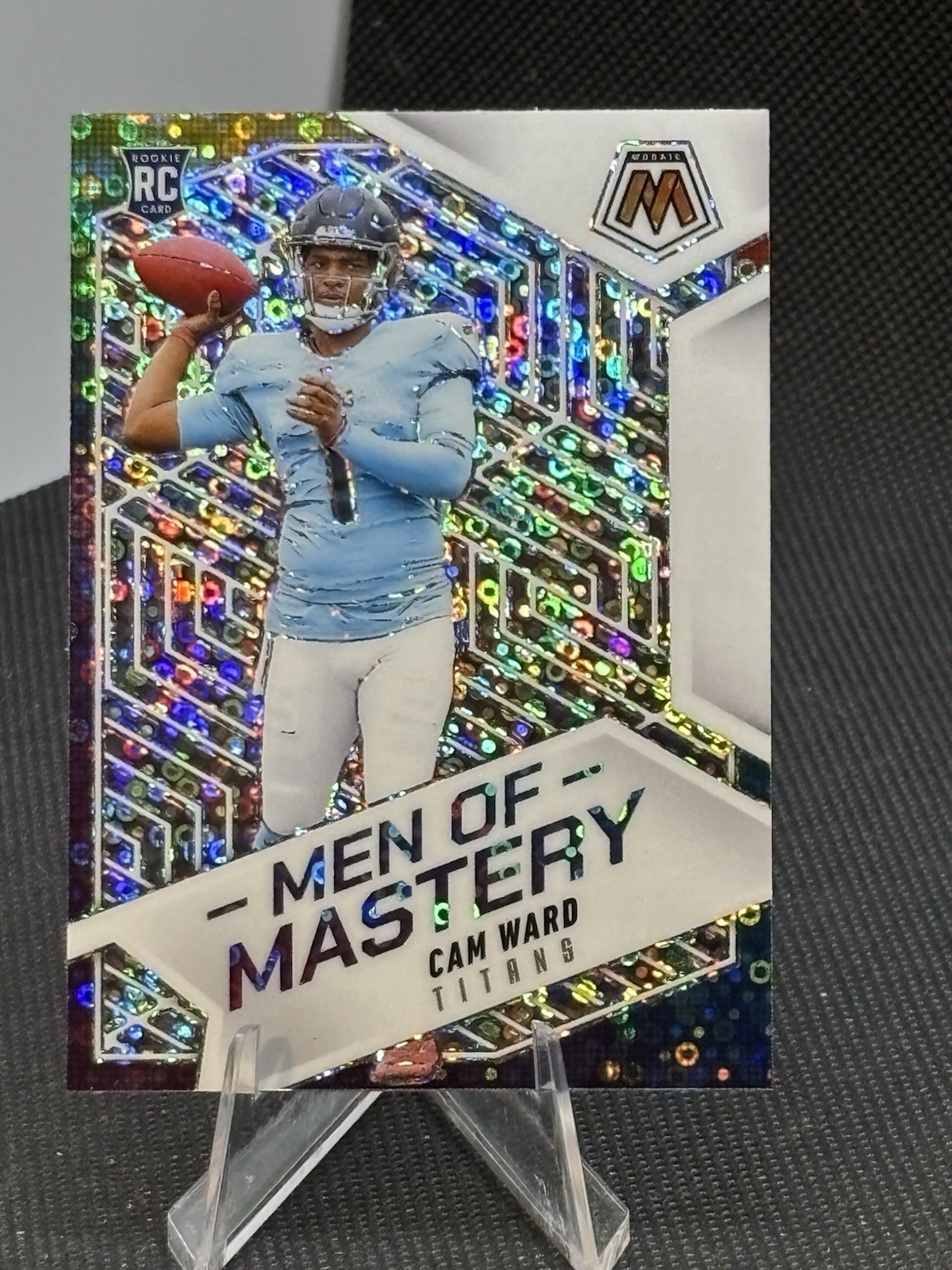 2025 Panini Mosaic - Men of Mastery Cam Ward #17 No Huddle Silver Prizm (RC)