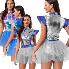 Women Mini Dress Astronaut Skirt Clubwear Costume Fancey Dress-up A-Line Skater