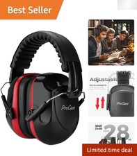 Adjustable Noise Cancelling Ear Muffs for Adults  Kids - 28dB Sound Proof - Red