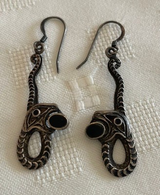 Vintage Ohrringe Onyx 925 Silber
